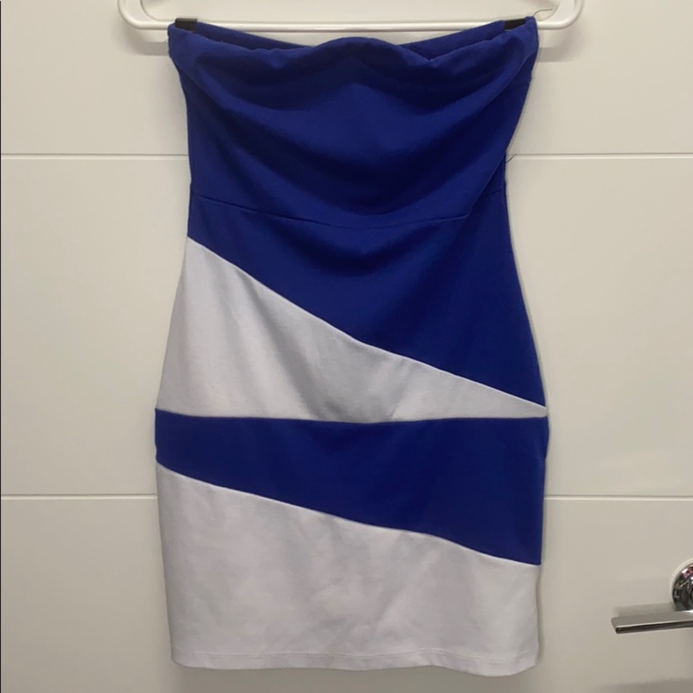 Color Block Strapless Tight Dress